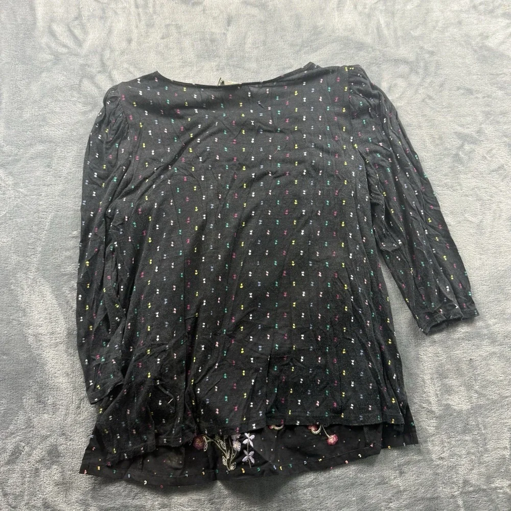 Anthropologie One September Tunic Top Shirt Size Small Embroidered Floral Boho - Picture 7 of 7